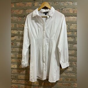 Sheer gauze button down shirt dress